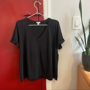 Black V Neck Tee